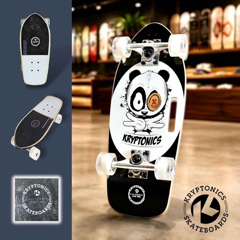 Kryptonics Kids 6+ Stubby Cruiser Panda Graphic Complete Skateboard - 19"